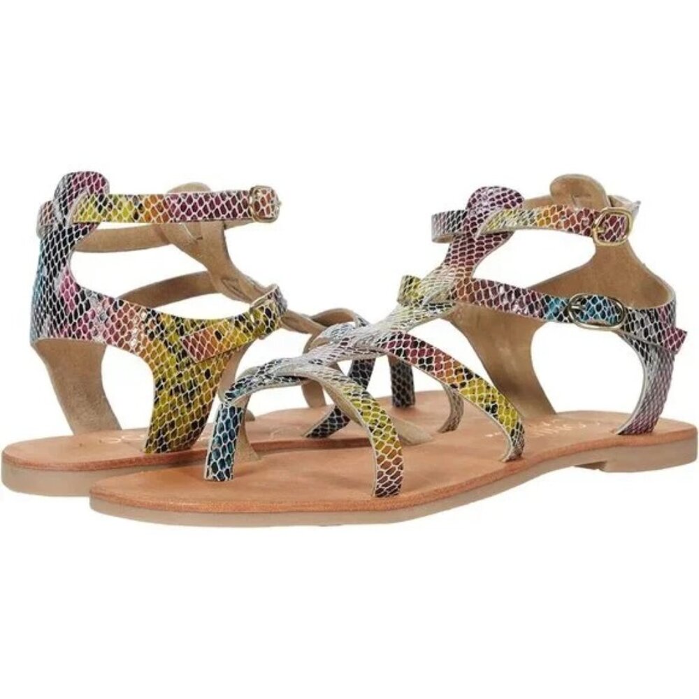 Coconuts by Matisse Stardust Multi Color Snake Print Low Gladiator Sandals NIB - Picture 4 of 13